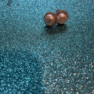 Sterling Silver 9mm Freshwater Pearl Swarovski Crystal Halo Stud Earrings